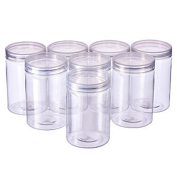 Plastic Beads Containers, Column, Clear, 6.4x10cm, 8pcs/set, Capacity: 250ml