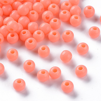 Opaque Acrylic Beads, Round, Dark Salmon, 6x5mm, Hole: 1.8mm, about 4400pcs/500g