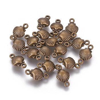 Tibetan Style Alloy Links connectors, Shell, Cadmium Free & Nickel Free & Lead Free, Antique Bronze, 15x9x5mm, Hole: 1.5mm, about 668pcs/760g