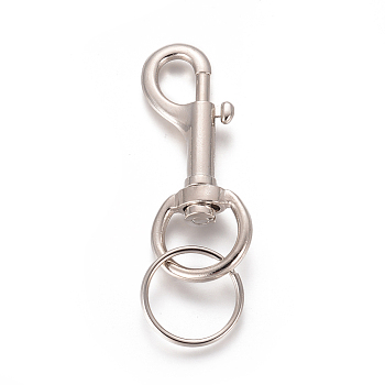 Alloy Swivel Clasps, Bolt Snaps with Iron Split Key Ring, for Dog Leash, Platinum, 96mm