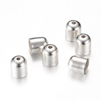 Iron Cord Ends, End Caps, Platinum, 9x8mm, Hole: 1.5mm, Inner Diameter: 7.5mm
