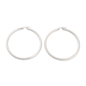 Ring 304 Stainless Steel Hoop Earrings for Women Men, Stainless Steel Color, 9 Gauge, 60.5x3mm, Pin: 0.6mm