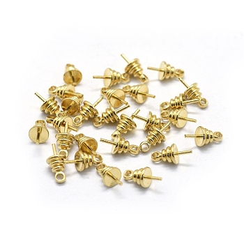 Brass Cup Pearl Peg Bails Pin Pendants, For Half Drilled Beads, Raw(Unplated), 9.5x4.5mm, Hole: 1.5mm, Pin: 0.5mm