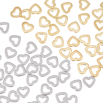 DICOSMETIC 80Pcs 2 Colors 201 Stainless Steel Linking Rings, Heart, Mixed Color, 11x10x1mm, 40pcs/color