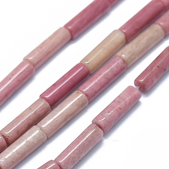 Natural Rhodonite Beads Strands, Column, 11~15x3.5~4.5mm, Hole: 1~1.2mm, about 28~30pcs/strand, 15.1~15.9 inch(38.5~40.5cm)