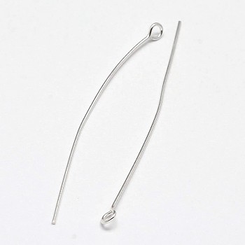 925 Sterling Silver Eye Pins, Silver, 40x0.6mm, Head: 3mm, about 151pcs/20g