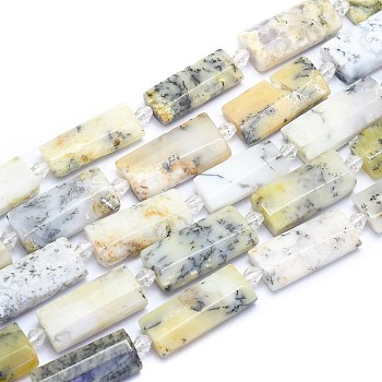 Natural White African Opal Beads Strands, Rectangle, Faceted, 27~29x13~14x6~7mm, Hole: 1.5mm, about 12pcs/Strand, 14.96 inch(38cm)
