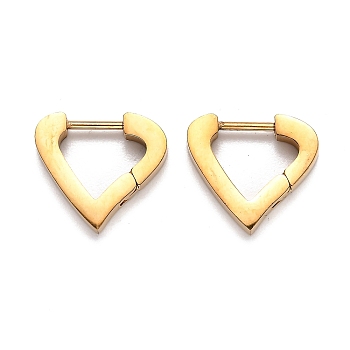 304 Stainless Steel Huggie Hoop Earrings, Heart, Golden, 13x14.5x3mm, Pin: 1mm