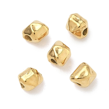 304 Stainless Steel Beads, Square, Ion Plating(IP), Real 18K Gold Plated, 5.5x4.5x5mm, Hole: 1.6mm