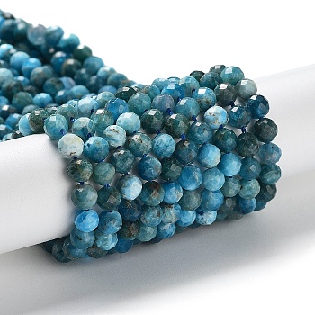 Natural Apatite Beads Strands, Faceted, Round, 5mm, Hole: 0.8mm, about 78pcs/strand, 15.16 inch(38.5cm)