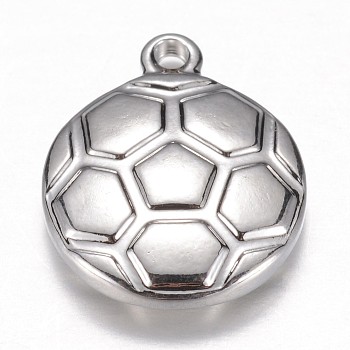 304 Stainless Steel Charms, 
FootBall/Soccer Ball, Stainless Steel Color, 15.5x12x3.5mm, Hole: 1mm