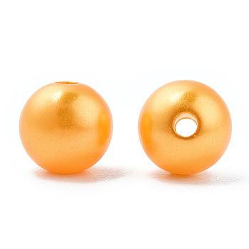 Spray Painted ABS Plastic Imitation Pearl Beads, Round, Dark Orange, 8x9.5mm, Hole: 1.8mm, about 2080 pcs/500g