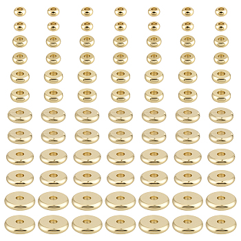 6 Styles Rack Plating Brass Spacer Beads, Long-Lasting Plated, Cadmium Free & Lead Free, Flat Round, Real 18K Gold Plated, 3~8x1.5mm, Hole: 1.2~1.8mm