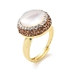 Adjustable Shell Pearl Ring with Rhinestone(RJEW-A011-05G)-2