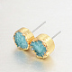 Flat Round Natural Druzy Agate Stud Earrings(EJEW-L168-03D)-1