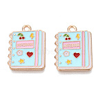 Alloy Enamel Pendants, Notebook Charms, Light Gold, Colorful, 21.5x15.5x1mm, Hole: 1.6mm(ENAM-Q004-01KCG-23)