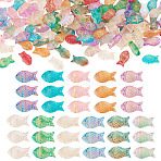 110Pcs 11 Colors Baking Paint and Golden Metal Enlaced Glass Beads, Fish, Mixed Color, 15.5x8x5mm, Hole: 1mm, 10pcs/color(DGLA-TA0001-66)