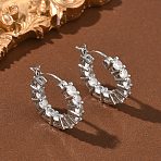 Brass Micro Pave Clear Cubic Zirconia Hoop Earrings,  Cadmium Free & Lead Free, Long-Lasting Plated, Rack Plating, Platinum, 17.5x19x3mm(EJEW-C181-02P)