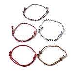 5Pcs 5 Color Macrame Braided Cotton Cord Bracelets Set, Adjustable Stackable Bracelets for Women, Mixed Color, Inner Diameter: 1-3/4~3-3/4 inch(4.5~9.5cm), 1Pc/color(BJEW-FZ00012)