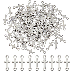 100Pcs 304 Stainless Steel Links/Connectors, Sideways Cross, Stainless Steel Color, 18x7x1.5mm, Hole: 2mm(STAS-DC0016-57)
