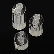 Jewelry Finger Rings Holders Organic Glass Ring Display Stand Sets, Column, Clear, 25x30~50mm, 3pcs/set(X-RDIS-A002-01B)
