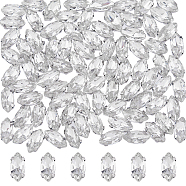 200Pcs Horse Eye Sew on Rhinestone, Multi-strand Links, Glass Rhinestone, with Platinum Tone Brass Prong Settings, Garments Accessories, Faceted, Crystal, 10x5x4mm, Hole: 0.8~1mm(RGLA-DC0001-07A)