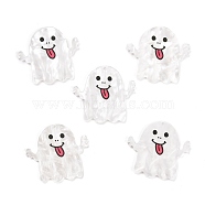 Acrylic Pendants, for Halloween, Ghost, White, 36x40x2mm, Hole: 1.6mm(MACR-M020-05)