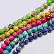 Natural Imperial Jasper Beads Strands, Round, Dyed, Mixed Color, 10mm, Hole: 1mm, about 38pcs/strand, 15 inch(G-I122-10mm-M)