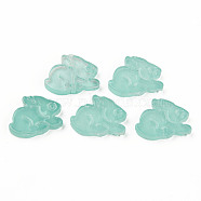 Transparent Glass Beads, Rabbit, Medium Aquamarine, 14.5x19x3.5mm, Hole: 1mm(GLAA-Q092-03-D05)