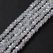Crystal Glass Rondelle Beads Strands, Faceted, AB Color, Clear AB, 3.5x2.5~3mm, Hole: 1mm, about 113~115pcs/strand, 32~33cm(EGLA-F049C-03)