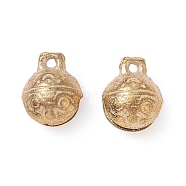 Brass Bell Pendants, Round with Tiger Face, Raw(Unplated), 19x16x12mm, Hole: 2mm(X-KKB-A003-16mm)