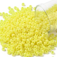 TOHO Round Seed Beads, Japanese Seed Beads, Frosted, (902F) Canary Yellow Pearl Matte, 8/0, 3mm, Hole: 1mm, about 222pcs/10g(X-SEED-TR08-0902F)