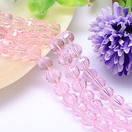 Faceted Round Imitation Austrian Crystal Bead Strands, Grade AAA, Pearl Pink, 6mm, Hole: 0.7~0.9mm, about 68pcs/strand, 15.7 inch(G-M182-6mm-03A)