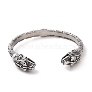304 Stainless Steel Dragon Open Cuff Bangle for Men Women, Antique Silver, Inner Diameter: 3-1/8 inch(7.8cm)(BJEW-M230-02AS)