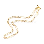 Brass Link Chain Necklaces, with Toggle Clasps, Real 18K Gold Plated, 18.30 inch(46.5cm)(NJEW-JN03365)
