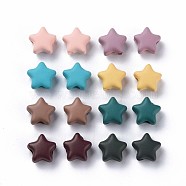 Spray Painted Acrylic Beads, Star, Mixed Color, 8.5x9.5x5mm, Hole: 2mm, about 2050pcs/500g(MACR-S373-45-O)