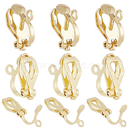40Pcs 304 Stainless Steel Clip-on Earring Findings, with Loops, Real 18K Gold Plated, 12x6x9mm, Hole: 1.2mm(STAS-SC0005-84G)