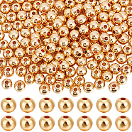 200Pcs Rack Plating Brass Beads, Long-Lasting Plated, Round, Real 14K Gold Plated, 5x4mm, Hole: 1.5mm(KK-BBC0011-15B)