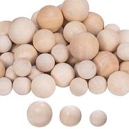 Unfinished Wood Beads, Natural Wooden Loose Beads Spacer Beads, No Hole Beads/Undrilled, Round, Antique White, 19~20mm, 24~25mm, 29~30mm,
 53pcs/box(WOOD-PH0008-28)