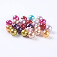 Colorful Acrylic Beads, Imitation Pearl Style, Round, Mixed Color, 14mm, Hole: 2mm, about 370pcs/500g(PACR-14D-M)