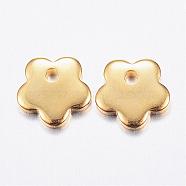 201 Stainless Steel Charms, Flower, Golden, 7x7x1.2mm, Hole: 1mm(STAS-P142-07G)