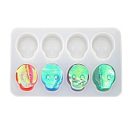 Silicone Molds, Resin Casting Molds, For UV Resin, Epoxy Resin Jewelry Making, Sugar Skull, White, 185x120x14mm(X-DIY-F041-07)
