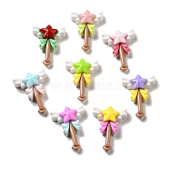 Opaque Resin Decoden Cabochons, Star Magic Wand, Mixed Color, 35x25.5x7mm(RESI-C044-03)