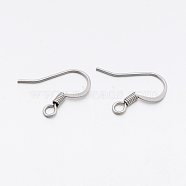 304 Stainless Steel French Earring Hooks, with Horizontal Loop, Flat Earring Hooks, Stainless Steel Color, 14~17x15x2mm, Hole: 2mm, 20 Gauge, Pin: 0.8mm(STAS-E074-43)
