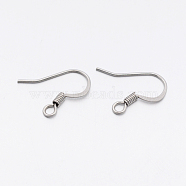 Tarnish Resistant 304 Stainless Steel French Earring Hooks, with Horizontal Loop, Flat Earring Hooks, Stainless Steel Color, 14~17x15x2mm, Hole: 2mm, 20 Gauge, Pin: 0.8mm(STAS-E074-43)