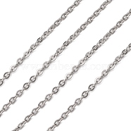 304 Stainless Steel Cable Chains, Soldered, Oval, Stainless Steel Color, 2x1.5x0.5mm(CHS-K002-33)