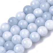 Natural Quartz Beads Strands, Dyed & Heated, Imitation Aquamarine Color, Round, Light Blue, 8.5x8mm, Hole: 1mm, about 46~48pcs/strand, 14.96 inch~15.35  inch(G-T129-02B-02)