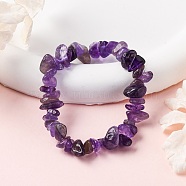 Unisex Chip Natural Amethyst Beaded Stretch Bracelets, Inner Diameter: 1-3/4~2 inch(4.5~5cm)(BJEW-S143-13)