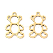 Ion Plating(IP) 316L Surgical Stainless Steel Pendants, Laser Cut, Bear Charm, Real 18K Gold Plated, 17x11x1mm, Hole: 1.4mm(STAS-D078-07G)