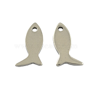 201 Stainless Steel Stamping Blank Tag Charms, Fish Bracelet Charms, Stainless Steel Color, 11x6x1mm, Hole: 1mm(STAS-S026)